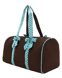 Belvah Large Quilted Solid Color 21″ Duffle Bag with Polka Dot Detachable