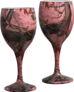 Pink Camo Wine Glasses Set/2