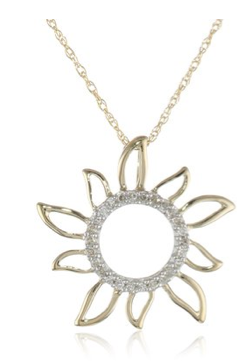 10k Yellow Gold Diamond Sun Pendant