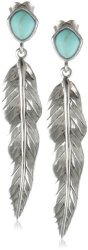 Sterling Silver Gemstone Long Feather Earrings