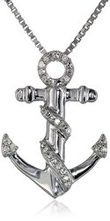 Sterling Silver Diamond-Accented Anchor Pendant Necklace