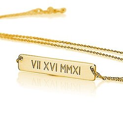 Roman Numeral Bar Necklace Personalized Name Necklace