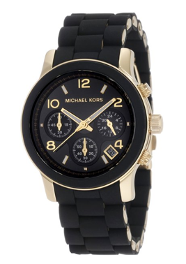 Michael Kors Quartz, Black Dial with Black Goldtone Bracelet