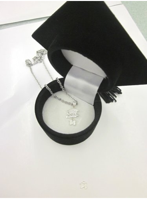 Sterling Silver Graduation Cap and Diploma Year 2014 Charm Pendant with Graduation Hat Box