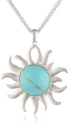 Sterling Silver Synthetic Gemstone Sunshine Pendant Necklace
