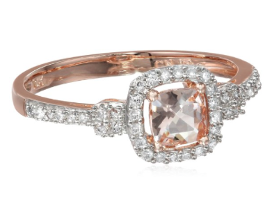 10k Rose Gold Morganite and Diamond Ring