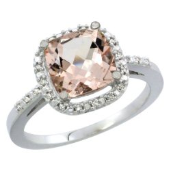 14K White Gold Natural Morganite Ring