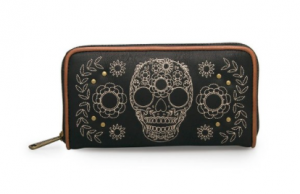 Loungefly Skull Embroidery Zip Wallet