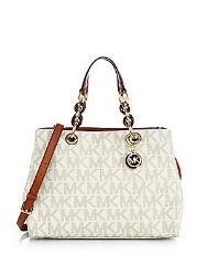 Michael Kors Cynthia Vanilla PVC Medium Satchel